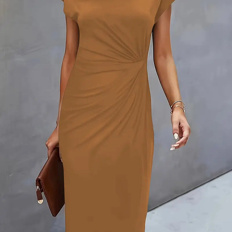 Tijdloze Midi Jurk Voor Dames Met Ronde Hals En Flatterend Silhouet
