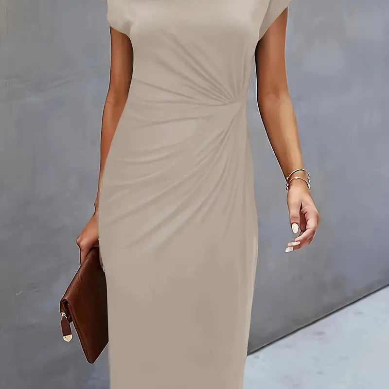 Tijdloze Midi Jurk Voor Dames Met Ronde Hals En Flatterend Silhouet