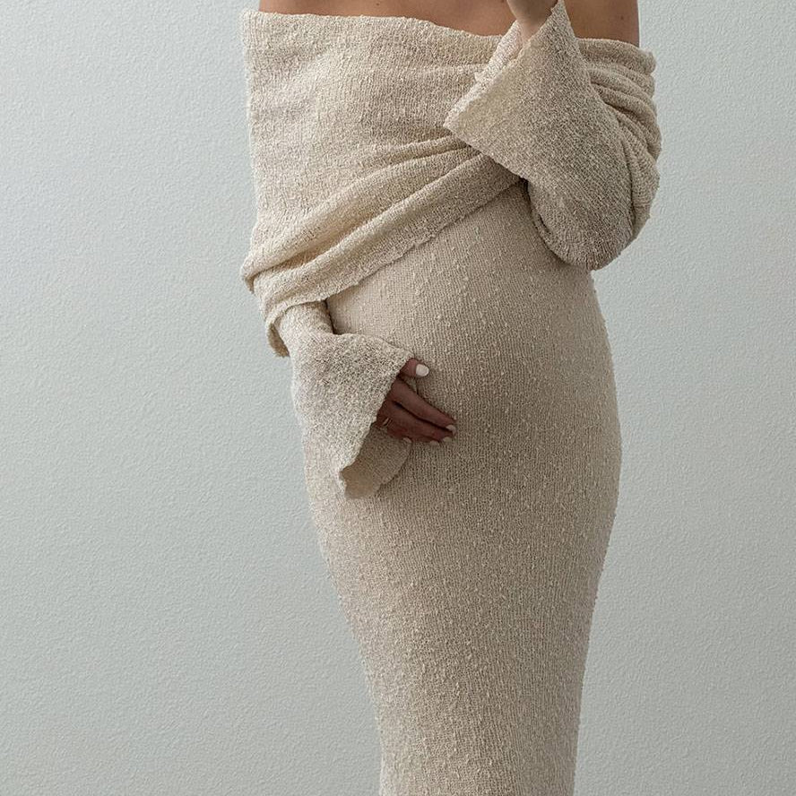 Zwangerschapsjurk Dames Regular Fit Off-shoulder Lange Mouwen