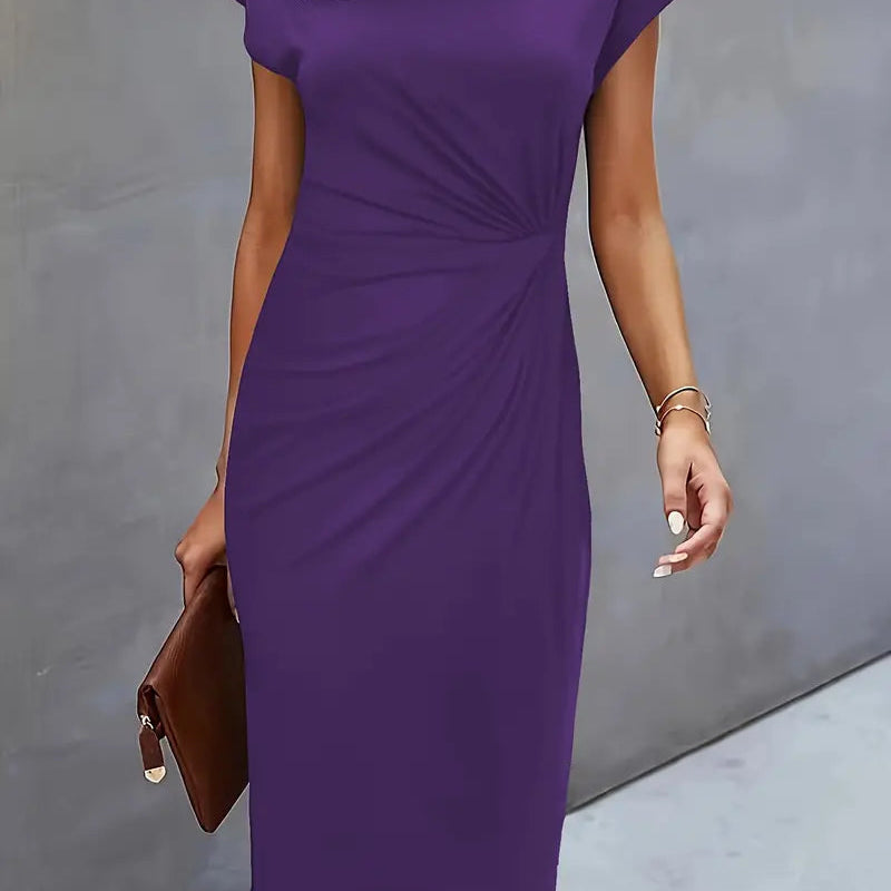 Tijdloze Midi Jurk Voor Dames Met Ronde Hals En Flatterend Silhouet