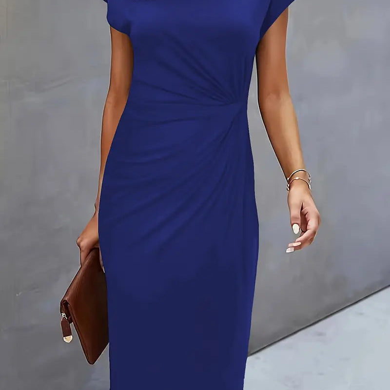 Tijdloze Midi Jurk Voor Dames Met Ronde Hals En Flatterend Silhouet