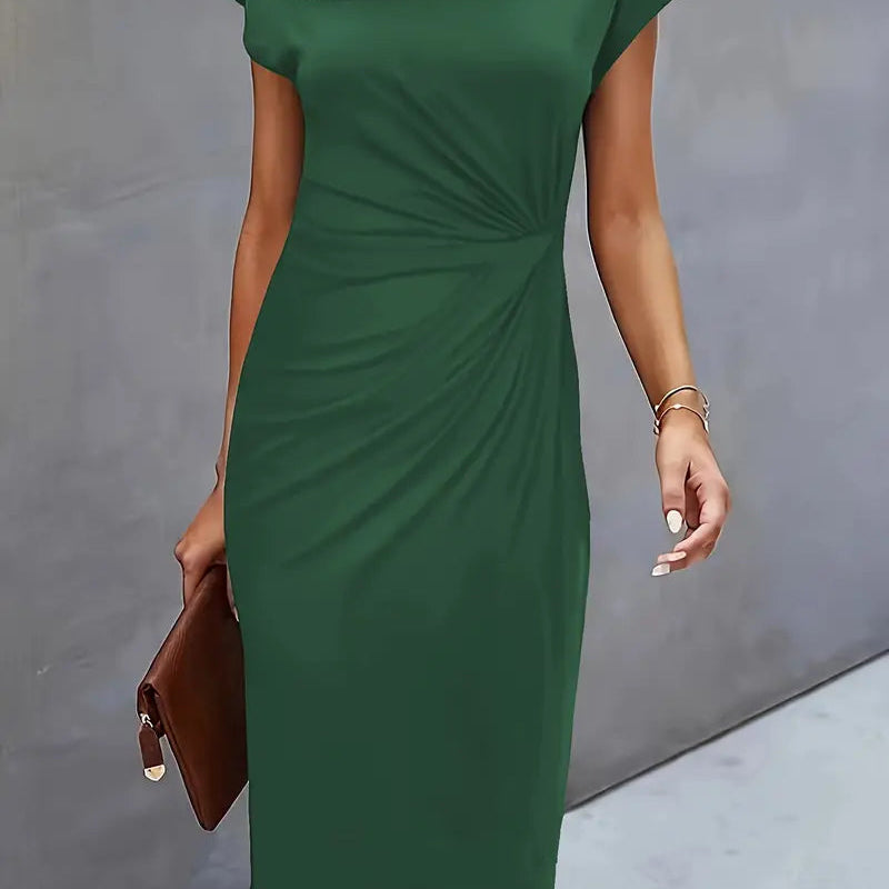 Tijdloze Midi Jurk Voor Dames Met Ronde Hals En Flatterend Silhouet