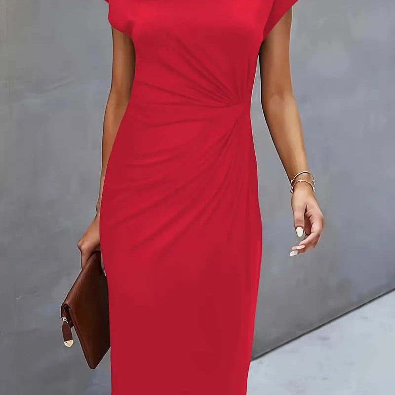 Tijdloze Midi Jurk Voor Dames Met Ronde Hals En Flatterend Silhouet