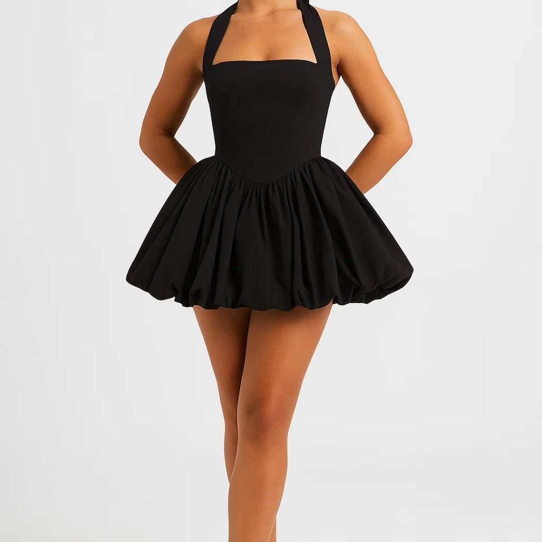 Mini Jurk Dames Halter Neck Volumineuze Rok Zomer