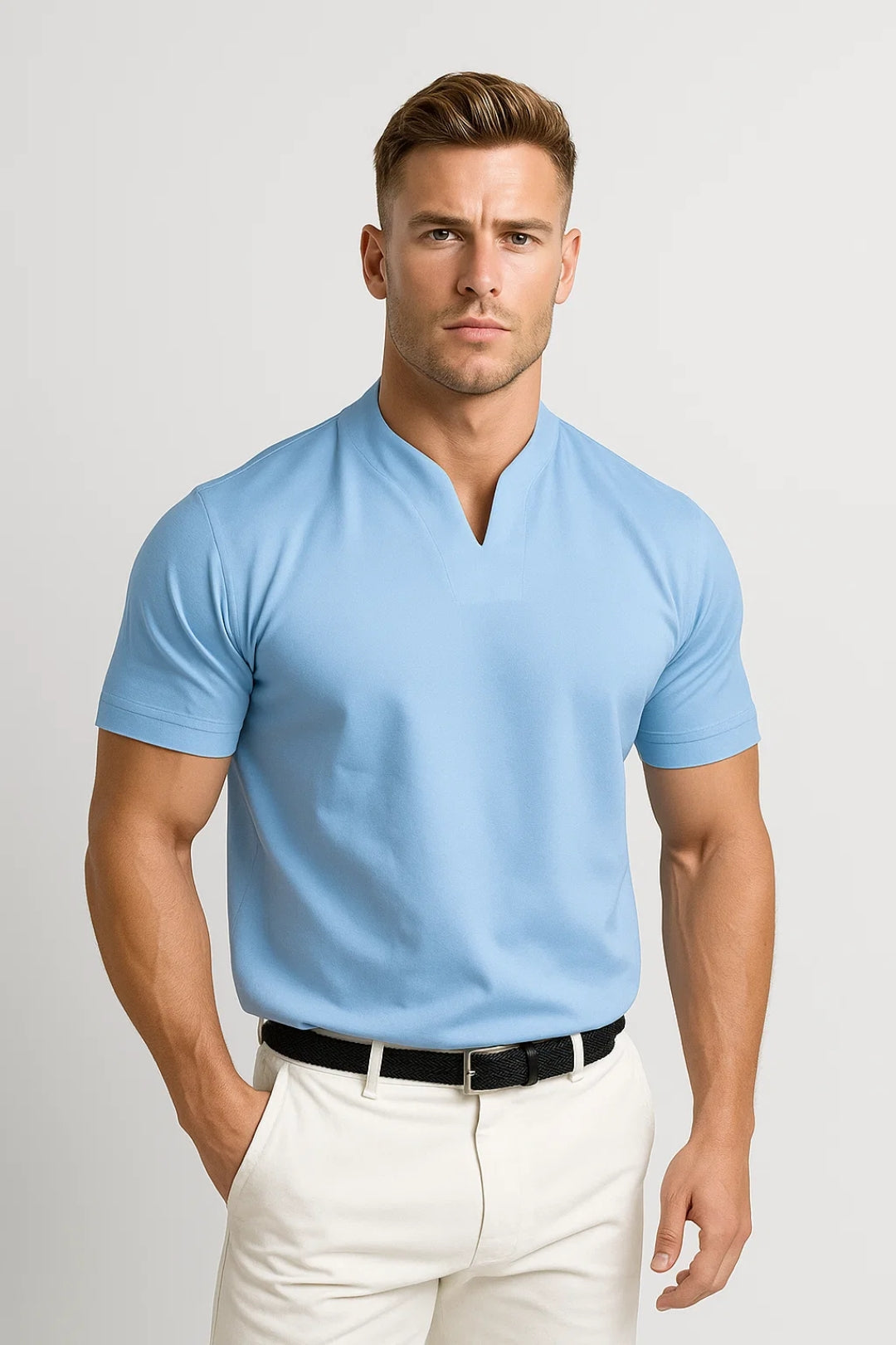 Shirt Heren Slim Fit Katoen Splitkraag Geschikt Voor Dagelijks Gebruik