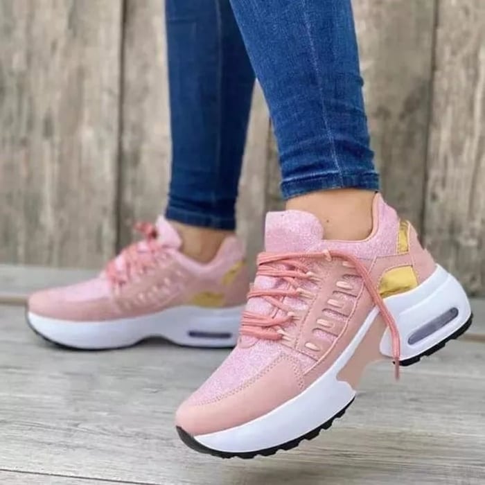 Sportieve Dames Sneakers Met Dempende Zool En Vetersluiting