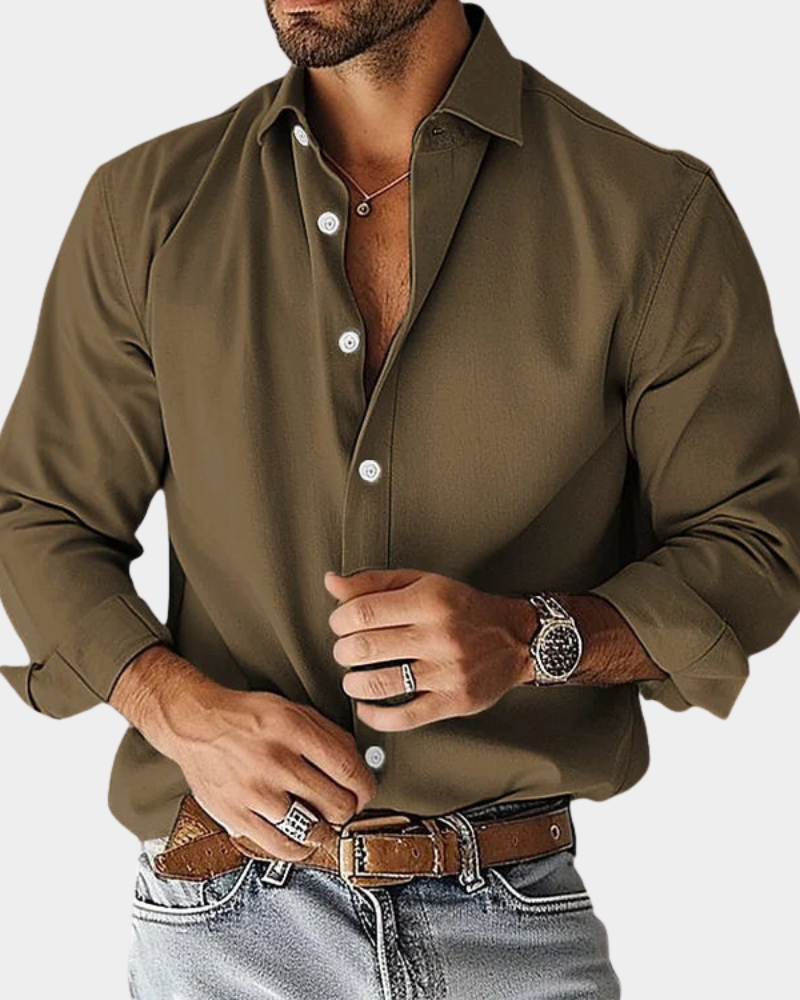 Heren Overhemd Met Lange Mouwen En Button Down Kraag Slim Fit