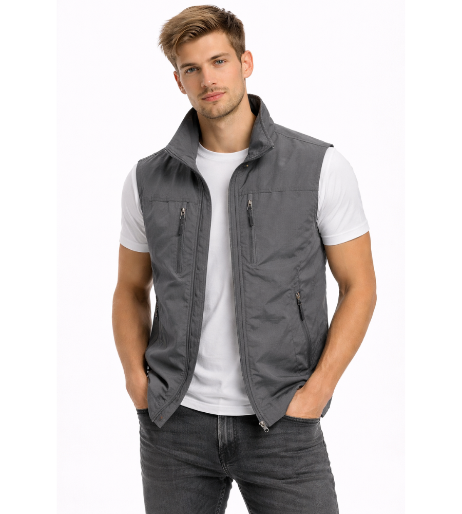 Bodywarmer Heren Rits Opstaande Kraag Outdoor Vest