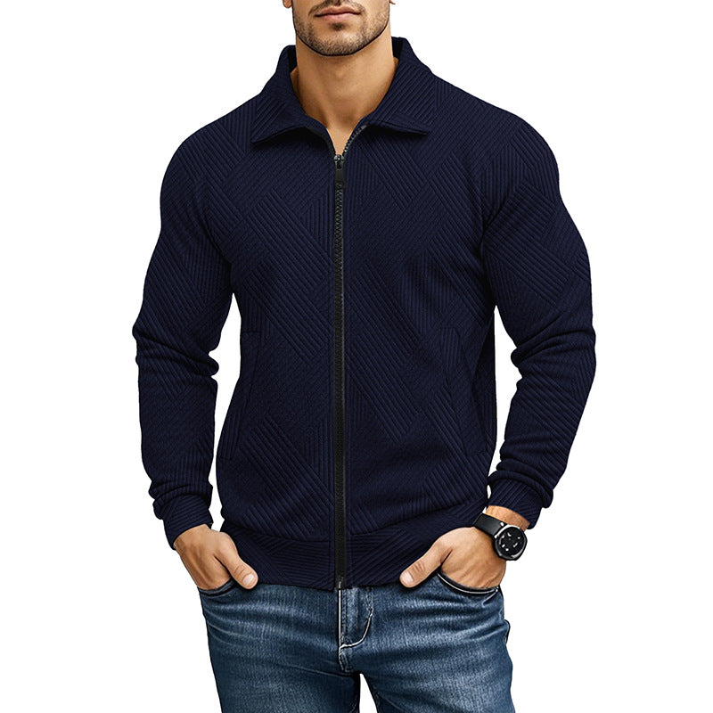 Comfortabele Vest met Geribd Textuurpatroon en Rits voor Heren