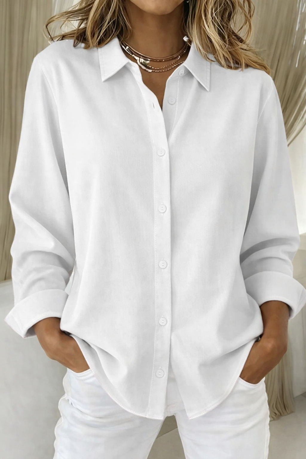 Blouse Dames Losse Pasvorm Knoopsluiting Casual Zomer