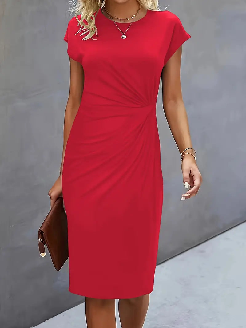 Tijdloze Midi Jurk Voor Dames Met Ronde Hals En Flatterend Silhouet