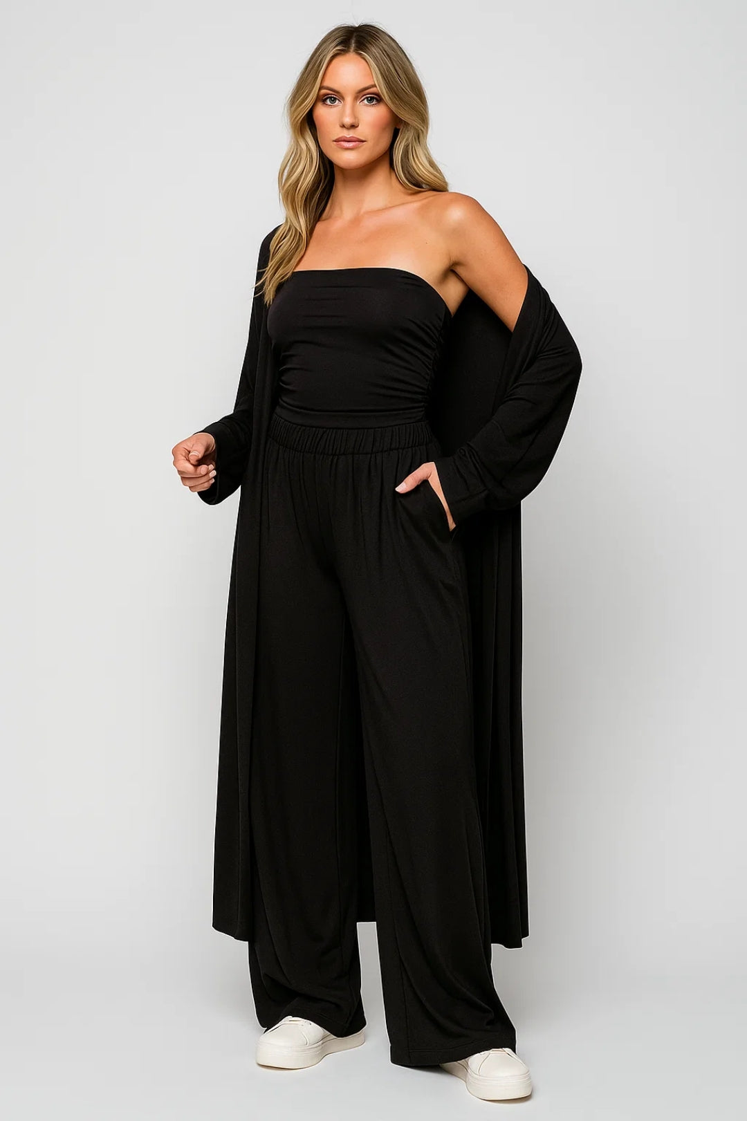 Co-Ord Set Dames Lange Broek Vest Strapless Top