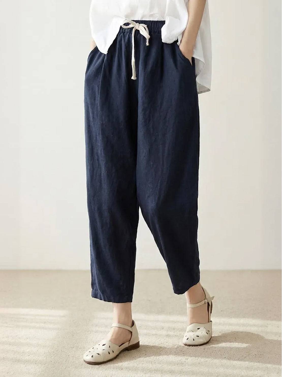 Dames Broek Slim Fit Trekkoord Taille Casual Zomer