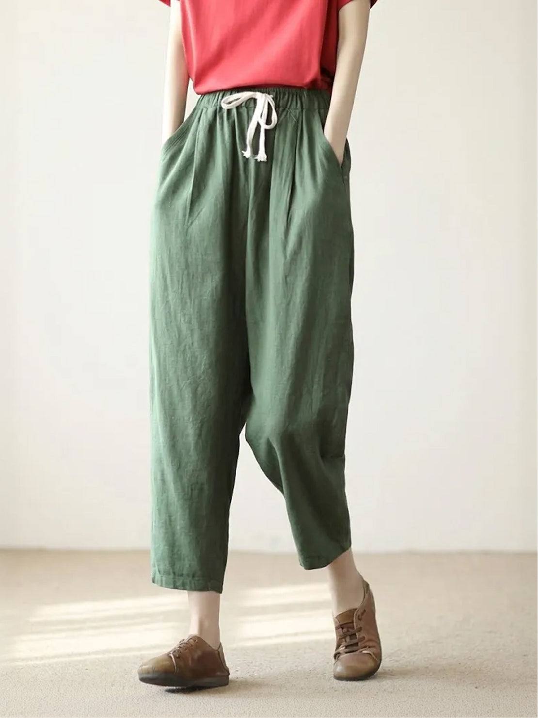 Dames Broek Slim Fit Trekkoord Taille Casual Zomer