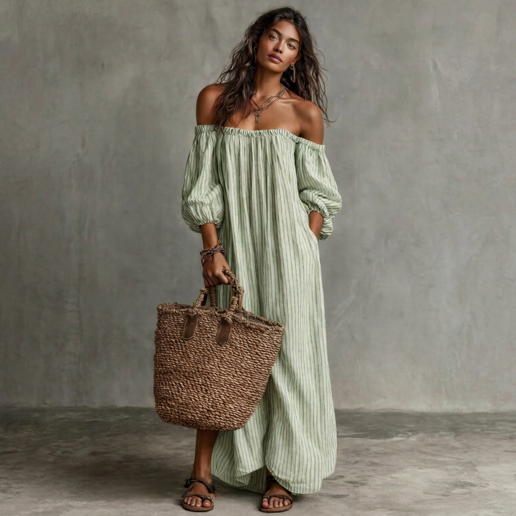 Jurk Dames Oversized Vallende Mouwen Casual