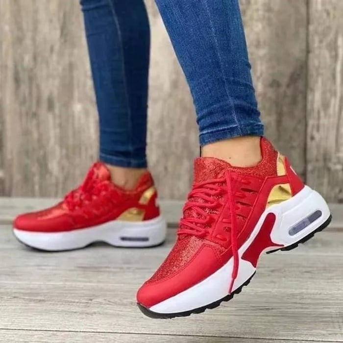 Sportieve Dames Sneakers Met Dempende Zool En Vetersluiting