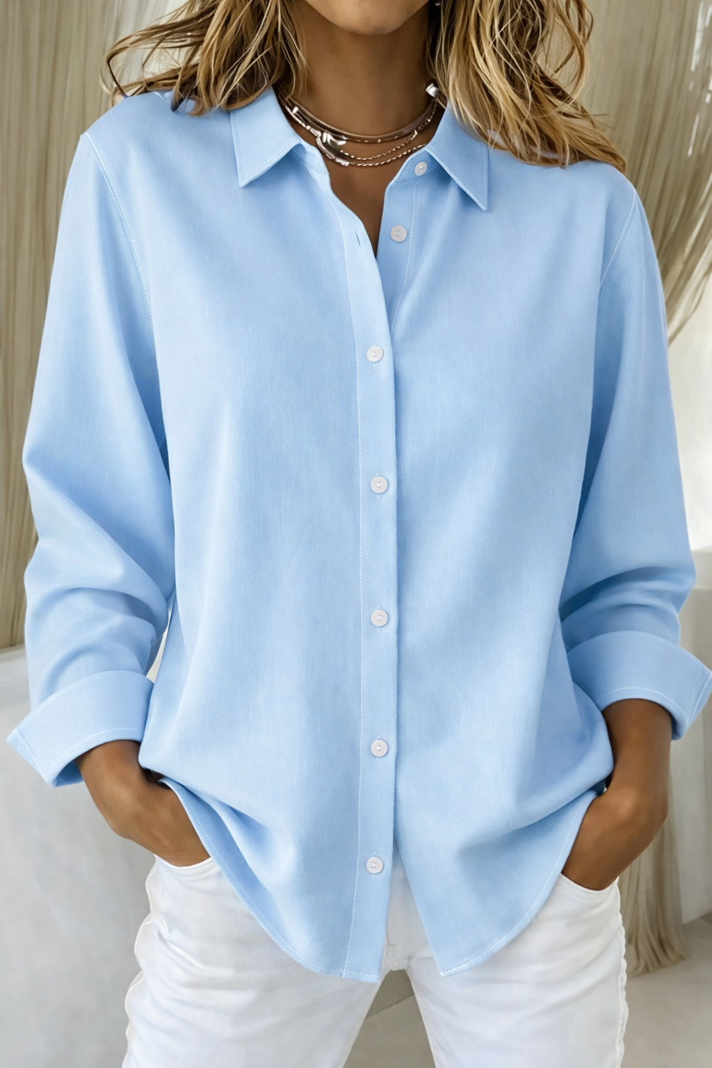 Blouse Dames Losse Pasvorm Knoopsluiting Casual Zomer