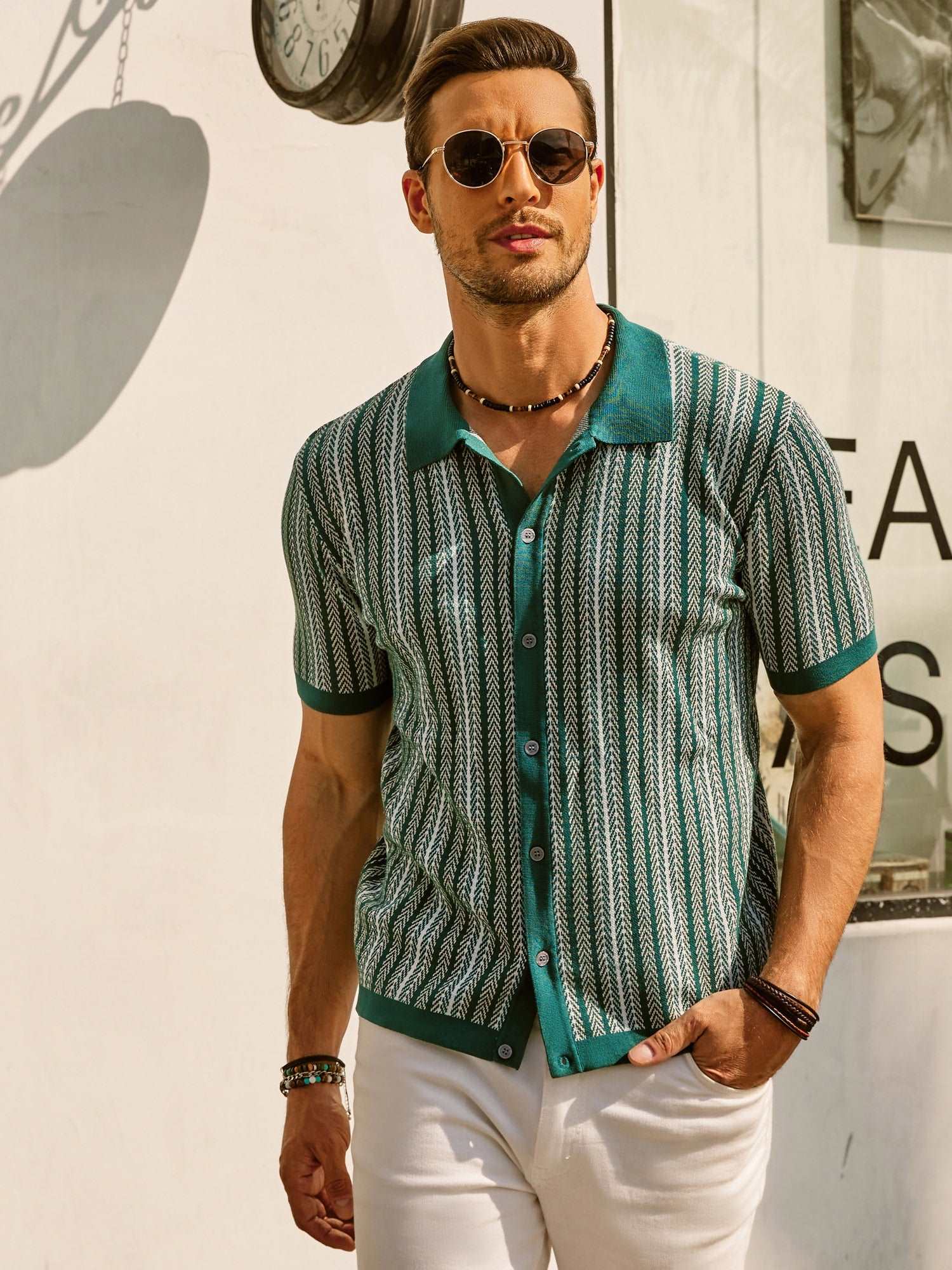 Gestreepte Poloshirt Heren Korte Mouwen Casual