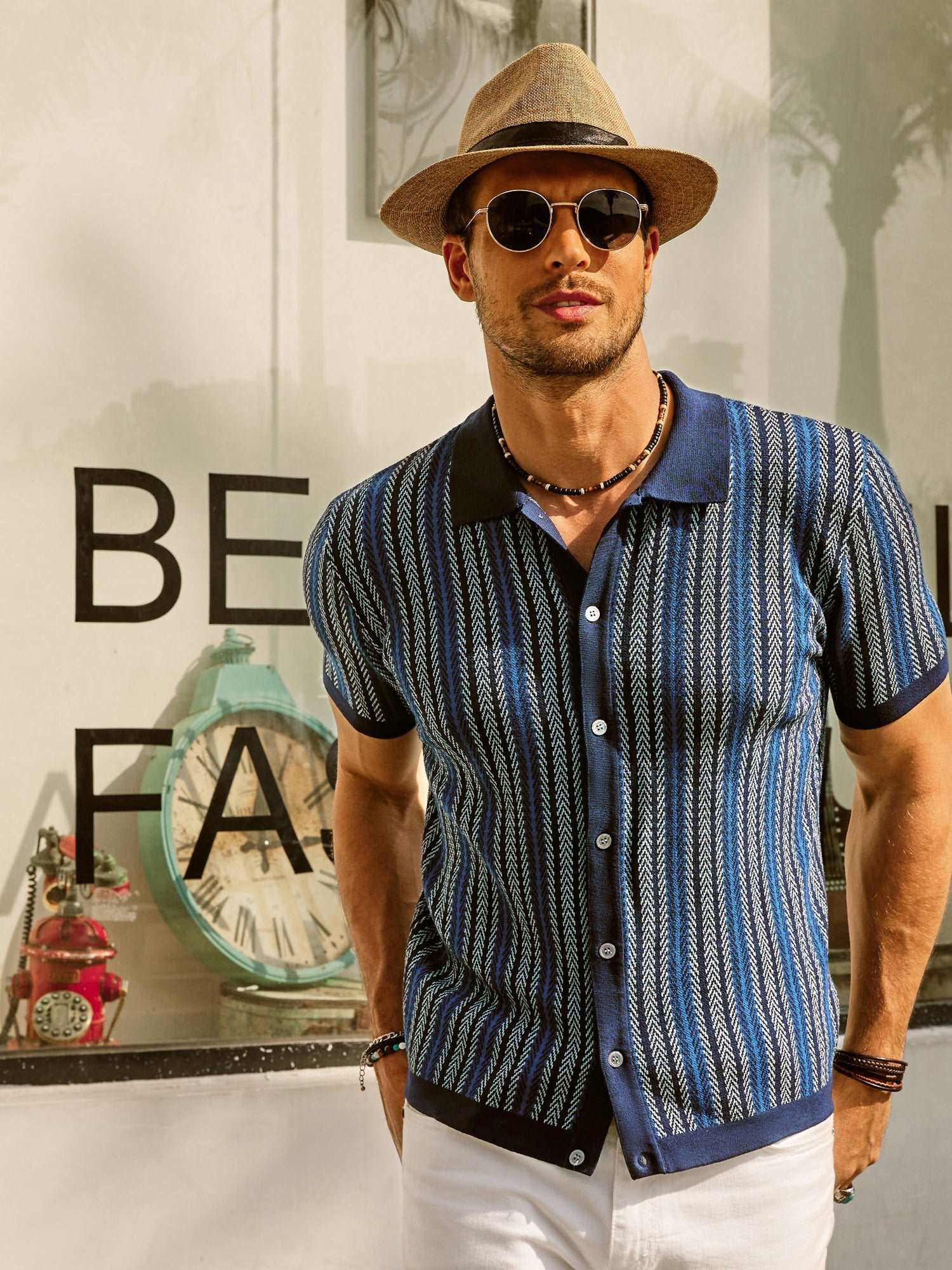 Gestreepte Poloshirt Heren Korte Mouwen Casual