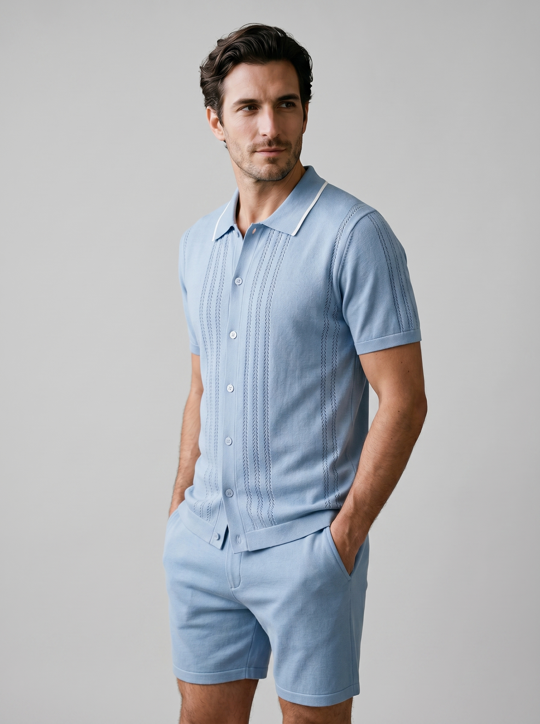 Knit Twee-delige Set Heren Elastische Taille Casual