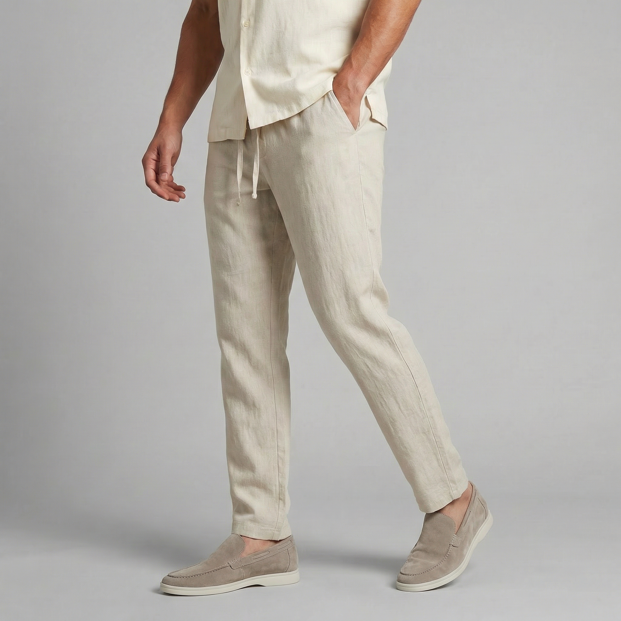 Linnen Broek Heren Wide Leg Casual Zomer