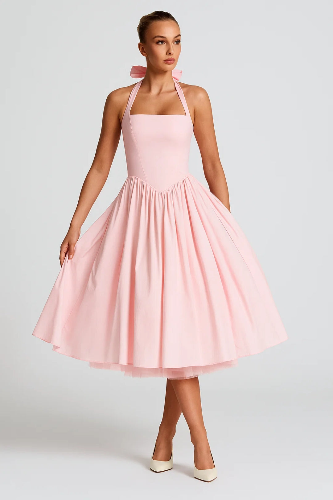 Midi Jurk Dames Halter Neck A-lijn Formeel Feest