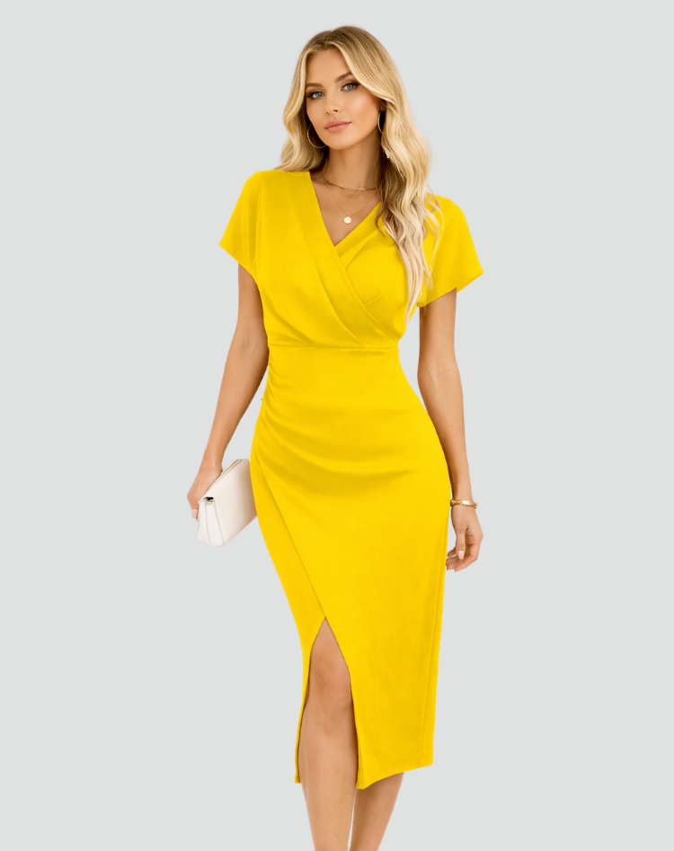 Midi-jurk Dames Overslaghalslijn Split Elegant Formeel