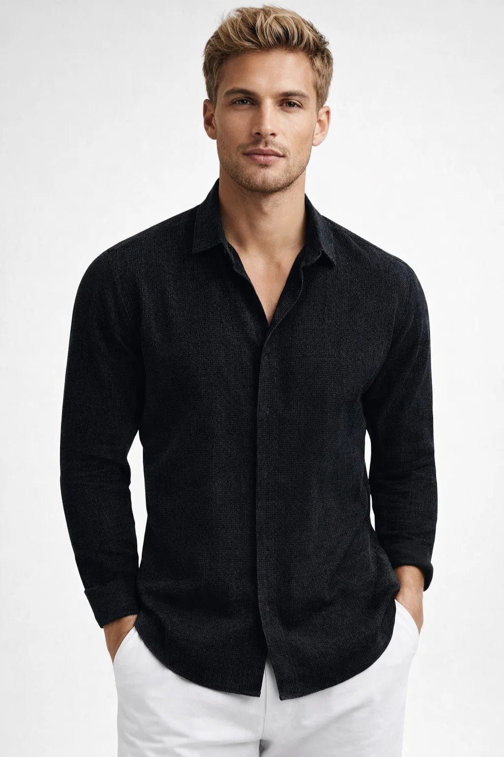 Overhemd Heren Regular Fit Klassieke Kraag Zomer Casual