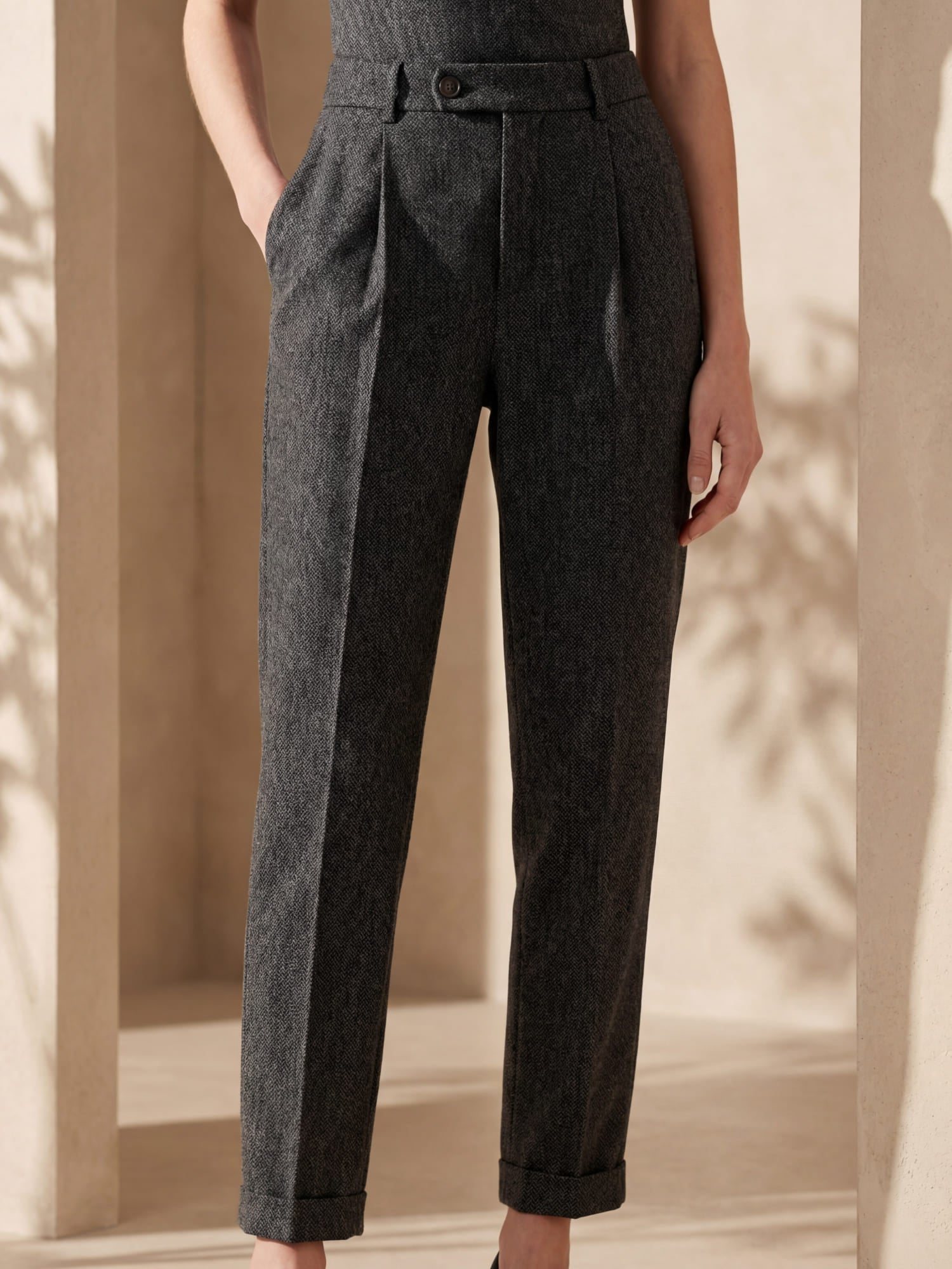 Pantalon Dames Hoge Taille Wol Winter Formeel Casual