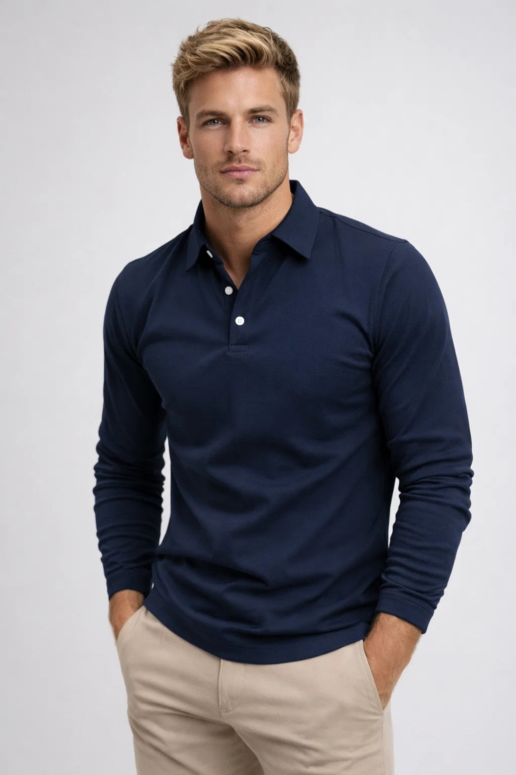 Polo Heren Lange Mouwen Slim Fit Klassieke Kraag Casual