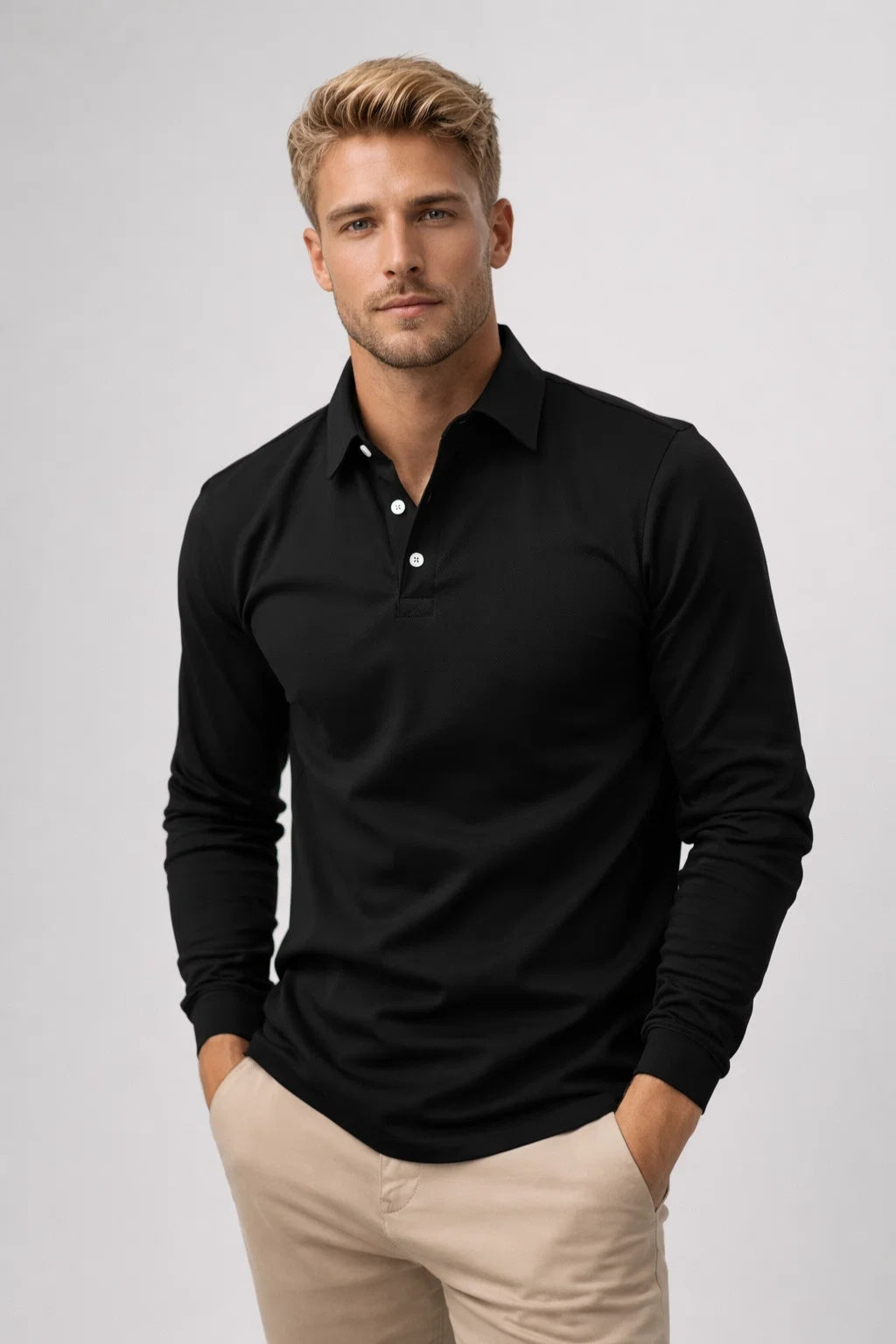 Polo Heren Lange Mouwen Slim Fit Klassieke Kraag Casual