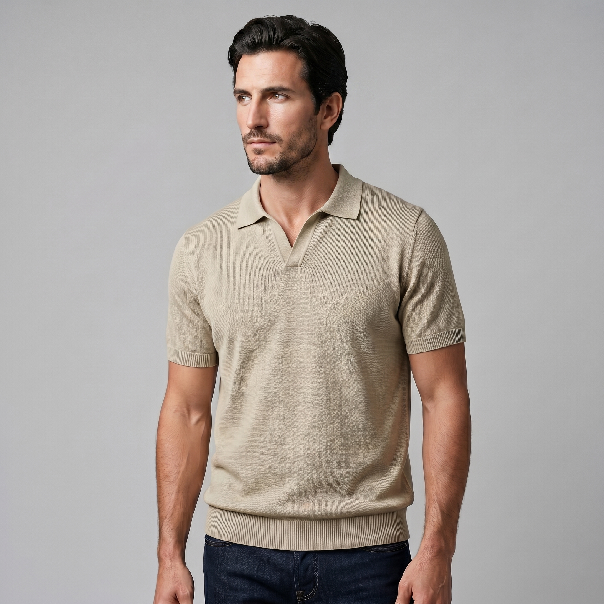 Poloshirt Heren Open Kraag Fijngebreid Casual Zomer