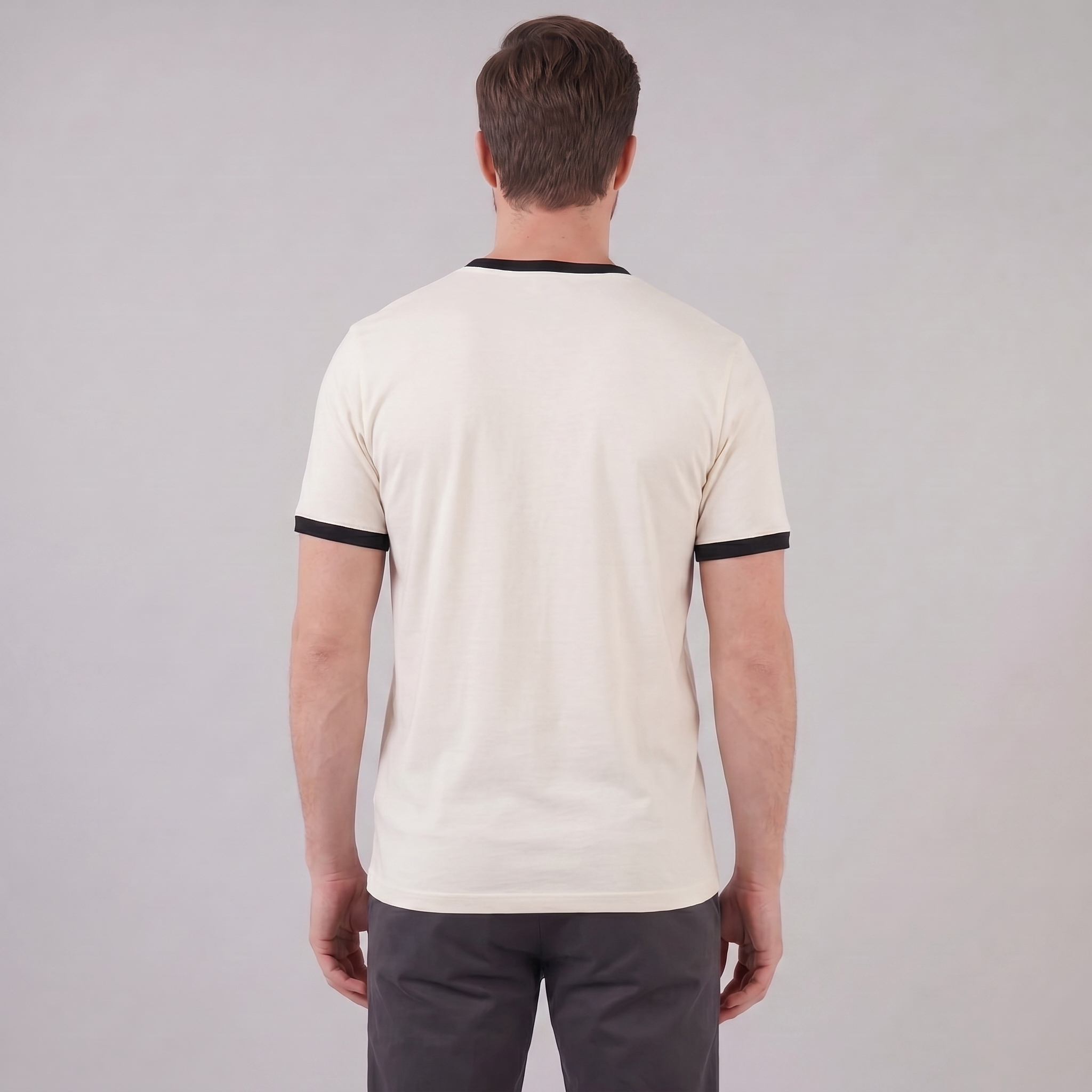 Smart Casual T-Shirt Heren Contrast Trim Crew Neck