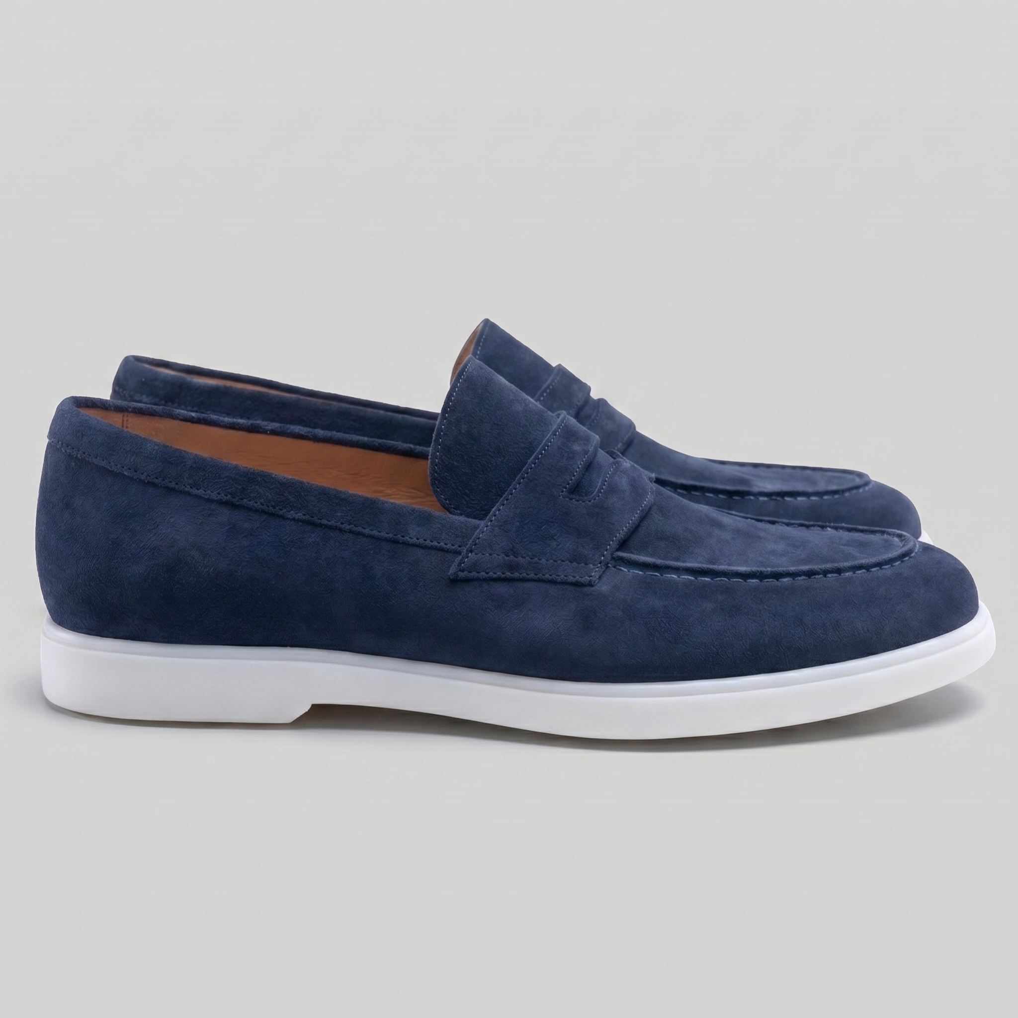 Suede Penny Loafers Heren Witte Zool Casual