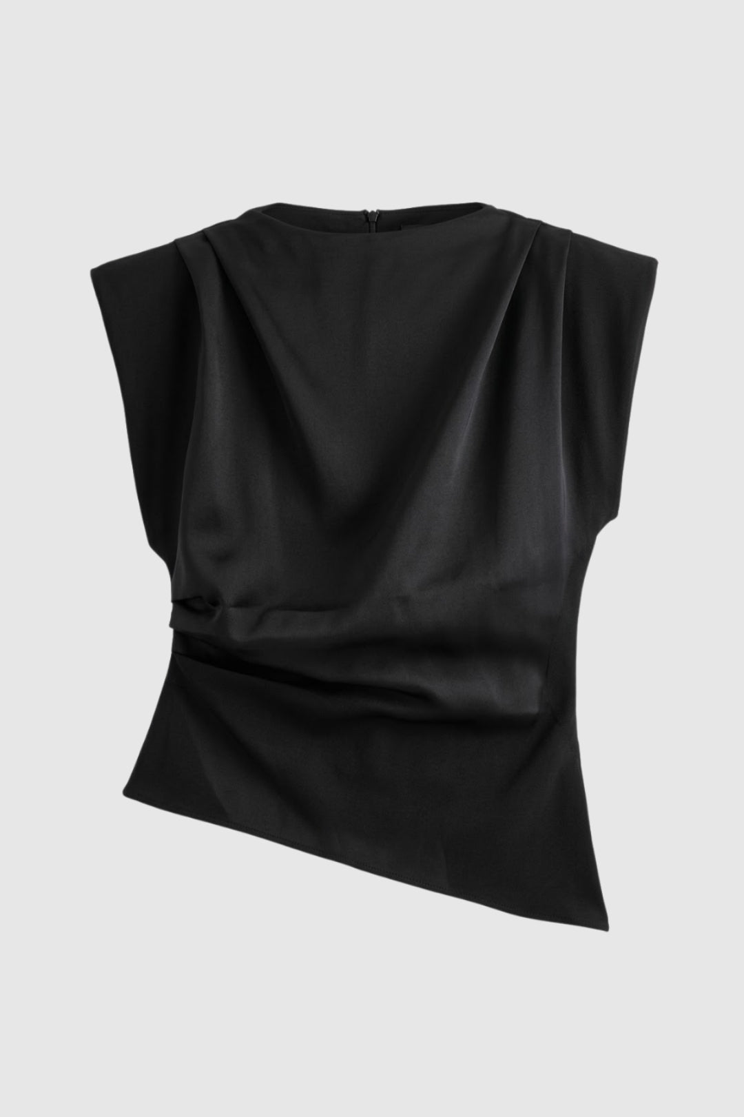 Top Dames Mouwloos Getailleerd Draperie Ronde Hals