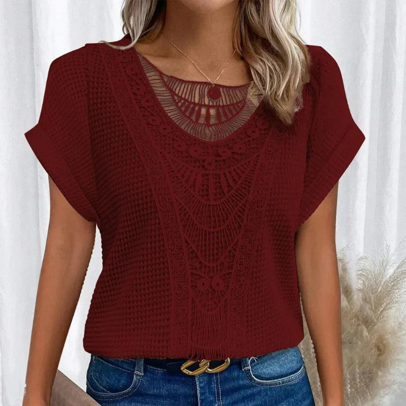 Top Dames Ronde Hals Kant Elegant Casual Comfortabel Dagelijks