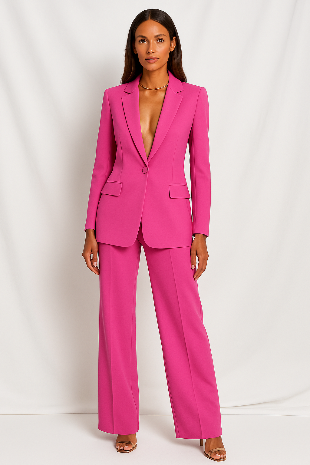 Tweedelig Pak Dames V-hals Blazer Hoge Taille Broek